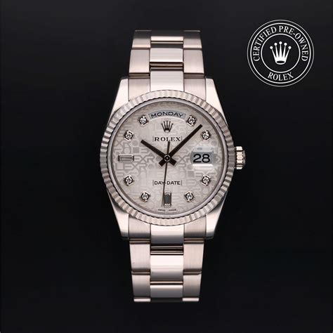 rolex certified pre-owned day-date 35 mm|rolex guaranteed pre owned.